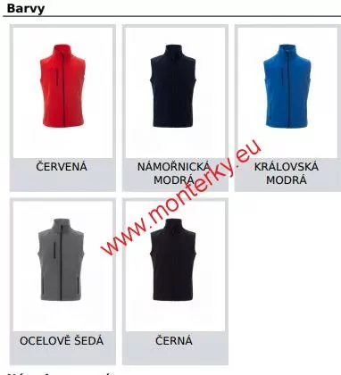 Softshellová vesta PAYPER, GLASGOW 1363-0355 červená 03000 až 5XL