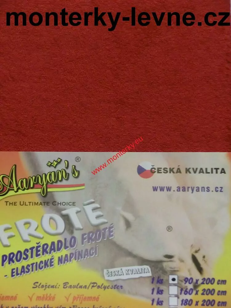 Prostěradlo FROTÉ jednolůžko 90x200cm ČERVENÉ