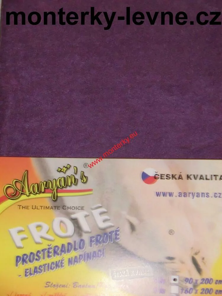 Prostěradlo FROTÉ jednolůžko 90x200cm tmavě fialové