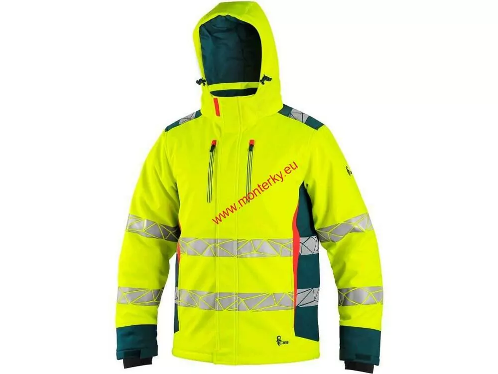 BUNDA CXS BEDFORD WINTER, VÝSTRAŽNÁ, ZIMNÍ, PÁNSKÁ, SOFTSHELL, ŽLUTO-PETROLOVÁ canis 1110-105-180