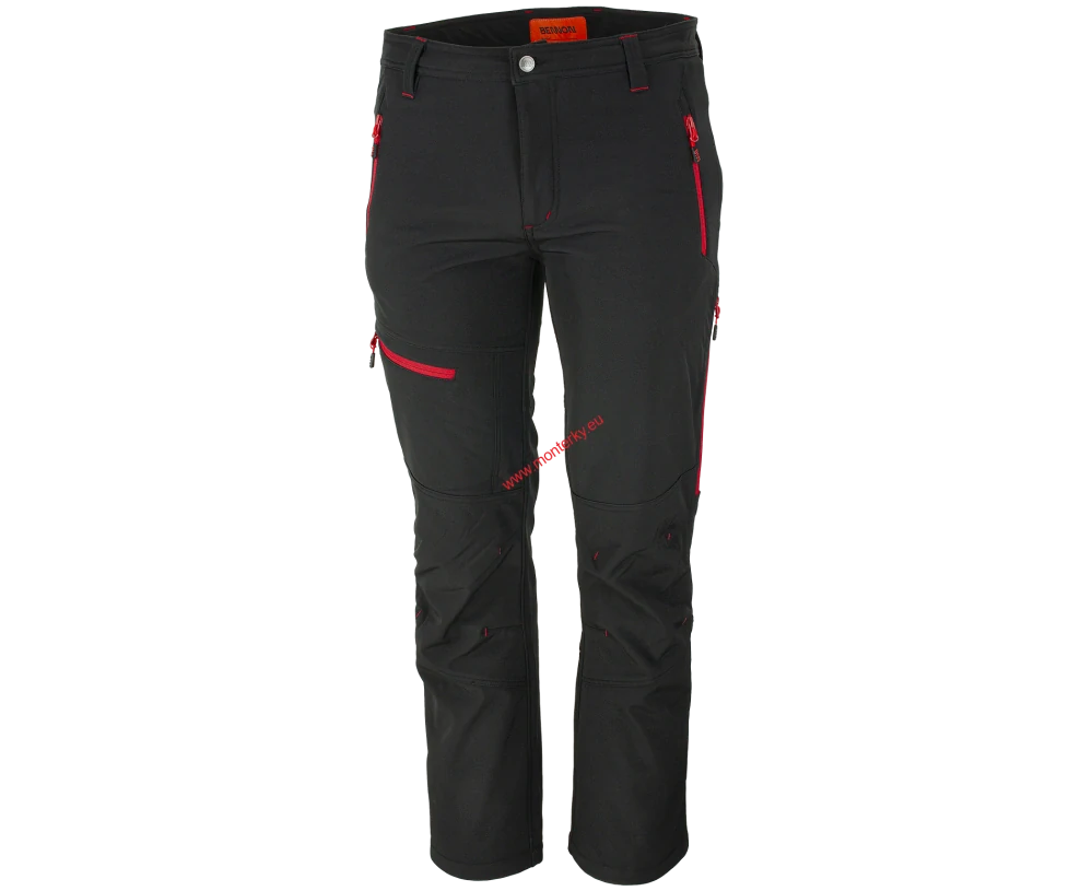 Kalhoty softshellové FORCE Trousers black/red 0955130063 44-60