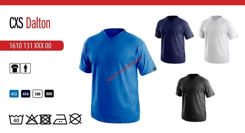 Tričko s krátkým rukávem DALTON, výstřih do V, 1610-131-413 středně modrá až 5XL