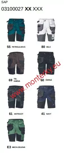 Montérkové šortky DAYBORO elastické-0310-0027-60 černé JIŽ OD VELIKOSTI 40