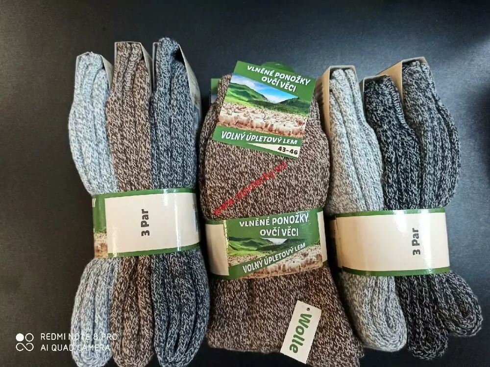 Ponožky ovčí vlna NORWEGER + mix výrobce SOCKS CENA za 3 páry volný úpletový lem M052 Wolle