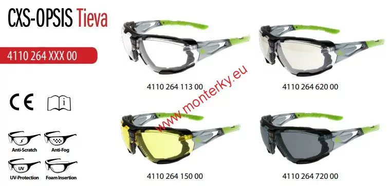 BRÝLE CXS-OPSIS TIEVA, ČERNO-ZELENÉ žlutý VZORNÍK 4110-264-150-00