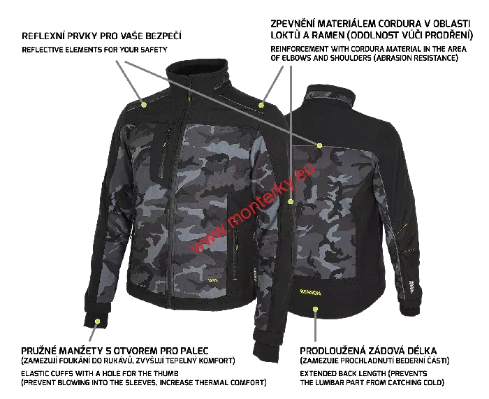 Pánská softshellová CAMOS JACKET BLACK/GREY 0746180062