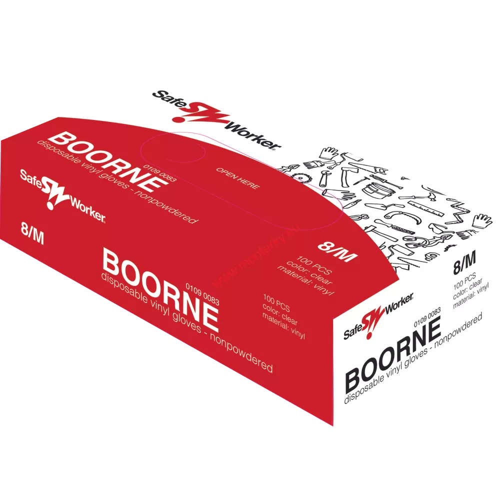 Rukavice jednorázové vinilové nepudrované BOORNE 0109-0083-99 100ks DOPRODEJ