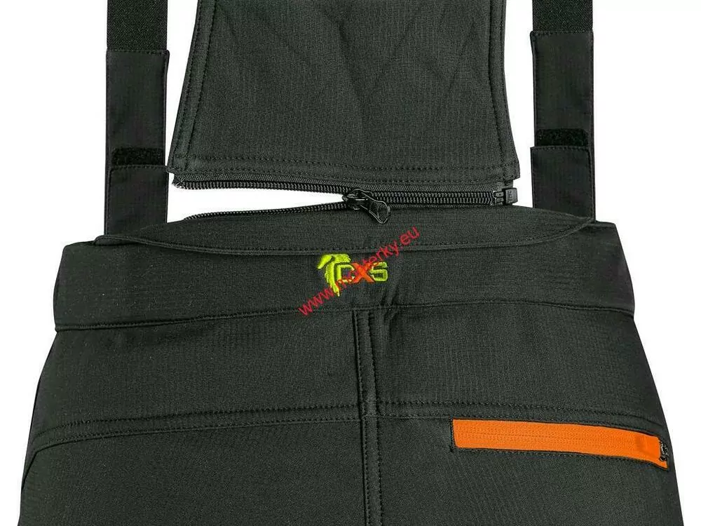 KALHOTY CXS TRENTON, ZIMNÍ SOFTSHELL, DĚTSKÉ, ČERNÉ S HV ŽLUTO/ORANŽOVÉ DOPLŇKY 1420-005-816