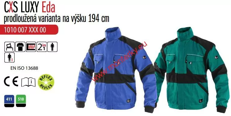 Pánská prodloužená na 194cm blůza CXS LUXY EDA,1010-007-411 modro-černá
