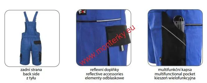 Kraťasy s náprsenkou CXS LUXY DENIS, pánské, 1061-006-411 modro-černé