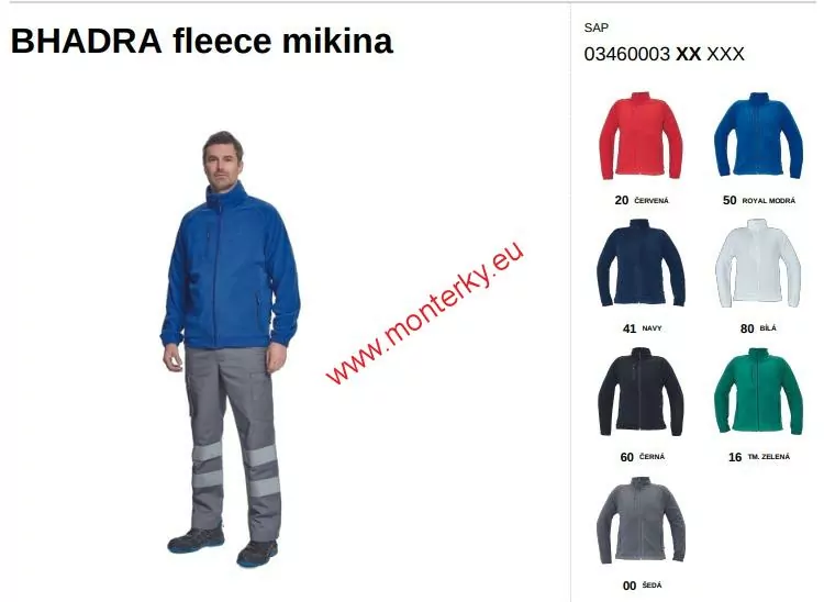 Mikina BHADRA fleecová bunda 0346-0003-50  královsky modrá 