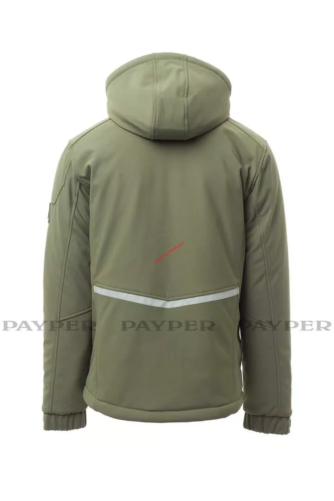 BUNDA SOFTSHELL zateplená PAYPER STREAM PAD S00331-0489 voj. zelená 07050