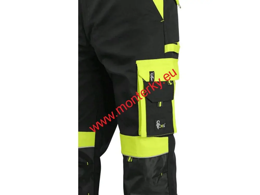 Pánské kalhoty SIRIUS BRIGHTON,1020-035-802 černo-ŽLUTÉ zkrácené na výšku 170-176 cm