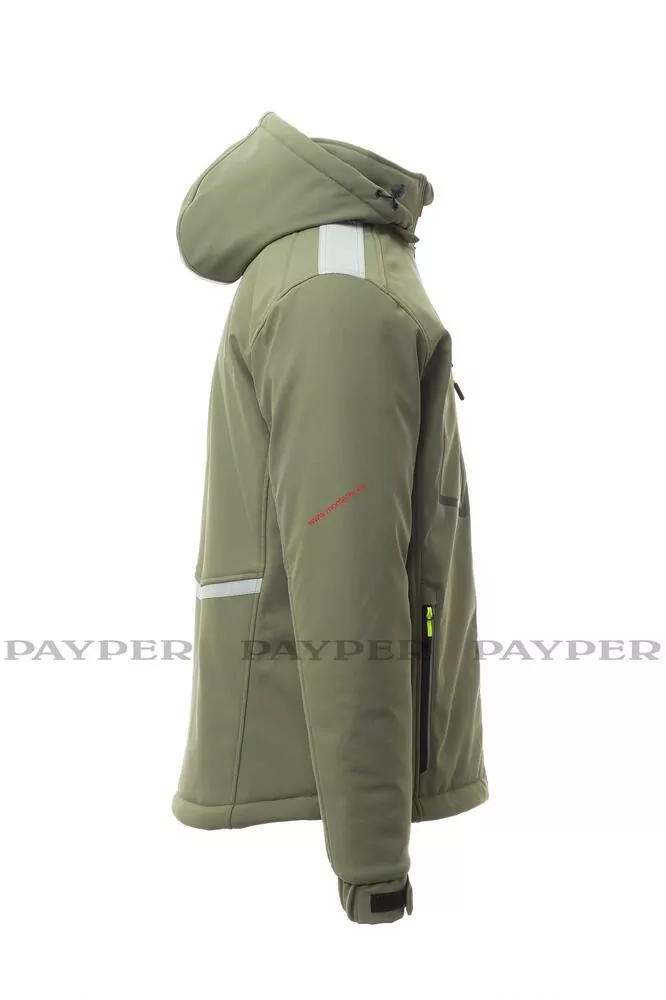 BUNDA SOFTSHELL zateplená PAYPER STREAM PAD S00331-0489 voj. zelená 07050
