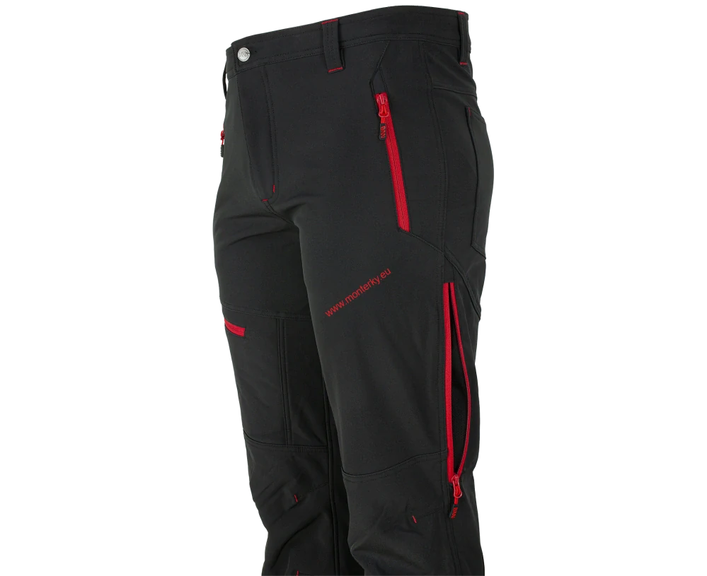 Kalhoty softshellové FORCE Trousers black/red 0955130063 44-60