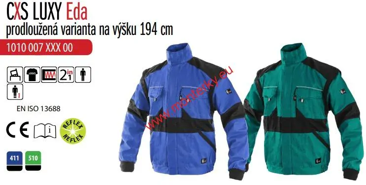 Pánská prodloužená na 194cm blůza CXS LUXY EDA,1010-007-510 zeleno-černá Doprodej poslední 1-2 ks od velikosti