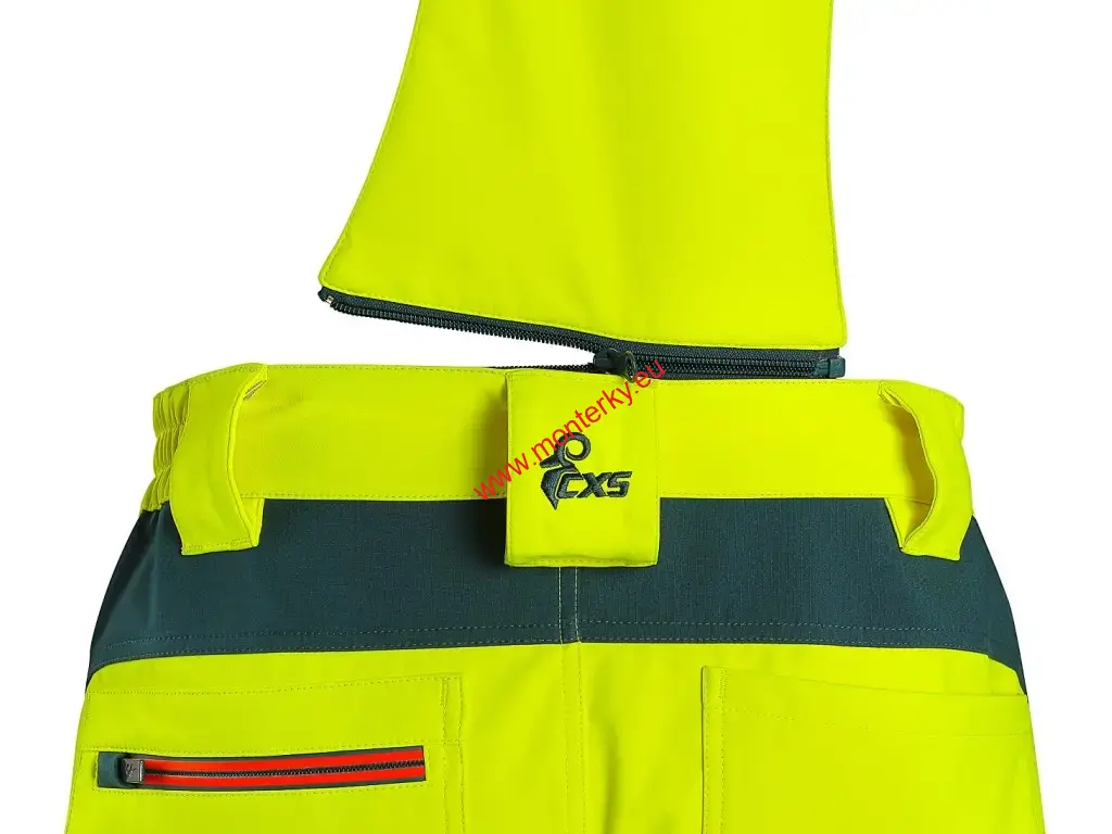 Kalhoty CXS BEDFORD, výstražné, pánské, softshell, žluto-petrolová canis 1111-124-180