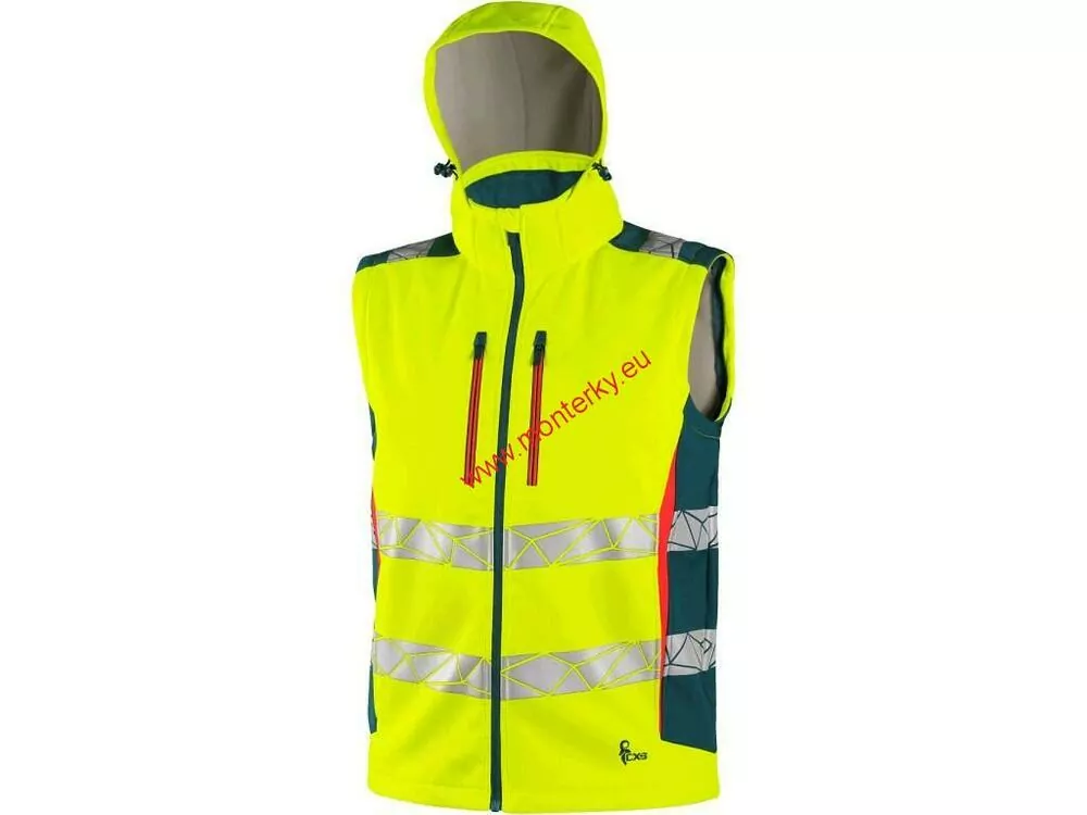 Bunda/vesta BEDFORD softshell žlutá-petrolejová canis 1117-006-180 