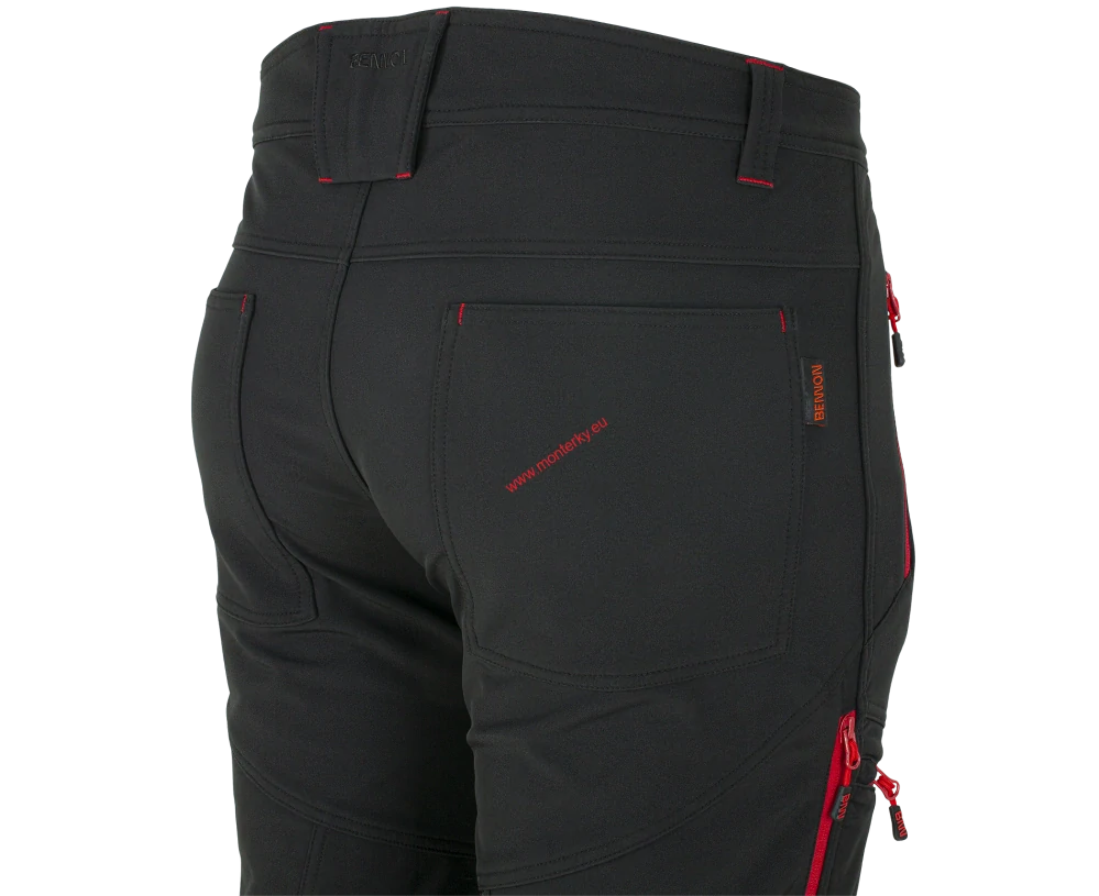 Kalhoty softshellové FORCE Trousers black/red 0955130063 44-60