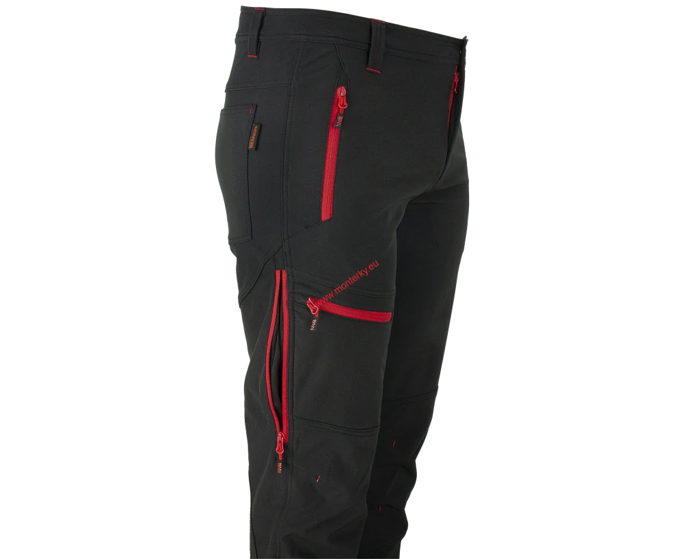 Kalhoty softshellové FORCE Trousers black/red 0955130063 44-60