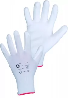 Rukavice BRITA, máčené v polyuretanu,3440-001-100 bílé, vel.6-11"