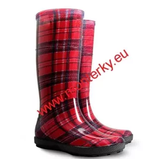 Dámské barevné holínky HAWAI LADY PRINT 0076 AD červená kostka