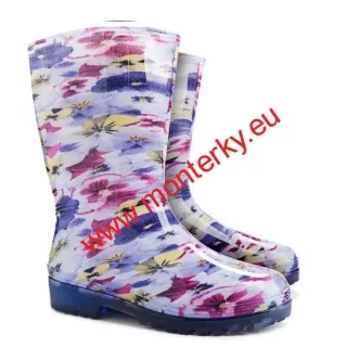 Dámské barevné holinky RAINNY PRINT 0054 D fialka-květiny