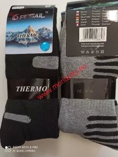 Ponožky PESAIL THERMO černé-šedé vzor cena za 2 páry vzor půl proužky 6924977208853