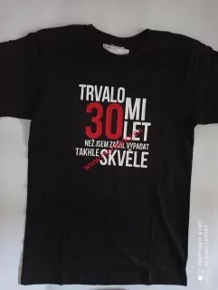 Tričko REKLAMNÍ černé, potisk střední 20-23cm,30let