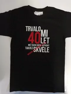 Tričko REKLAMNÍ černé, potisk střední 20-23cm,40let