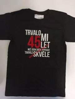 Tričko REKLAMNÍ černé, potisk střední 20-23cm,45let
