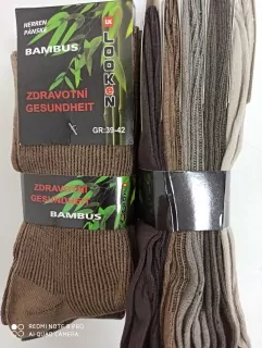 Pánské ponožky BAMBUS zdravotní ZTY-B1596, 5 párů LOOKeN mix barva HNĚDAVÁ ,cena za balení