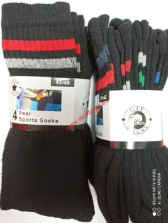 Pánské sport froté  ponožky STAR SOCKS 4 páry,9026  ČERNÉ s pruhem 39-46