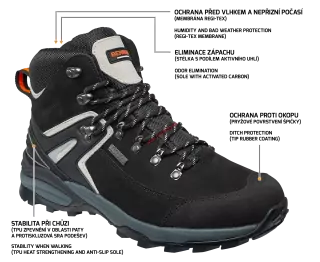 Outdoorová obuv SALVADOR O2 BLACK HIGH 0722040262 černé