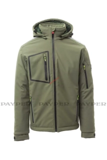 BUNDA SOFTSHELL zateplená PAYPER STREAM PAD S00331-0489 voj. zelená 07050