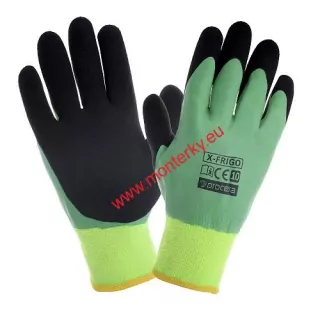 Rukavice pracovní X-FRIGO WINTER procera,zimní ČERNO-zelené
