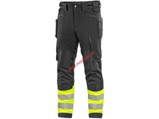 Kalhoty CXS NAOS HV pánské, černo-žlutá Hi-Vis, reflexní pruhy canis 1020-100-819