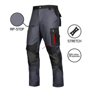 KALHOTY pracovní ULTRATECH G SP RIP-STOP STRETCH ŠEDÉ procera