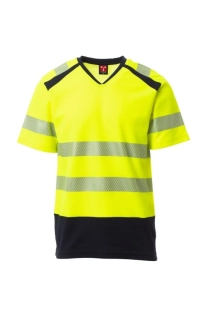 Pánská reflexní polokošile WAY S00538-P118/01014 ŽLUTÁ FLUO/NÁMOŘNICKÁ MODRÁ