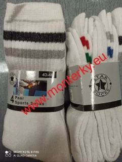 Pánské sport froté ponožky STAR SOCKS artikel. 9016 4 páry,bílé s pruhem 39-46