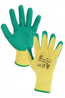 Rukavice ROXY, máčené v latexu,3420-001-157 žluto-zelené
